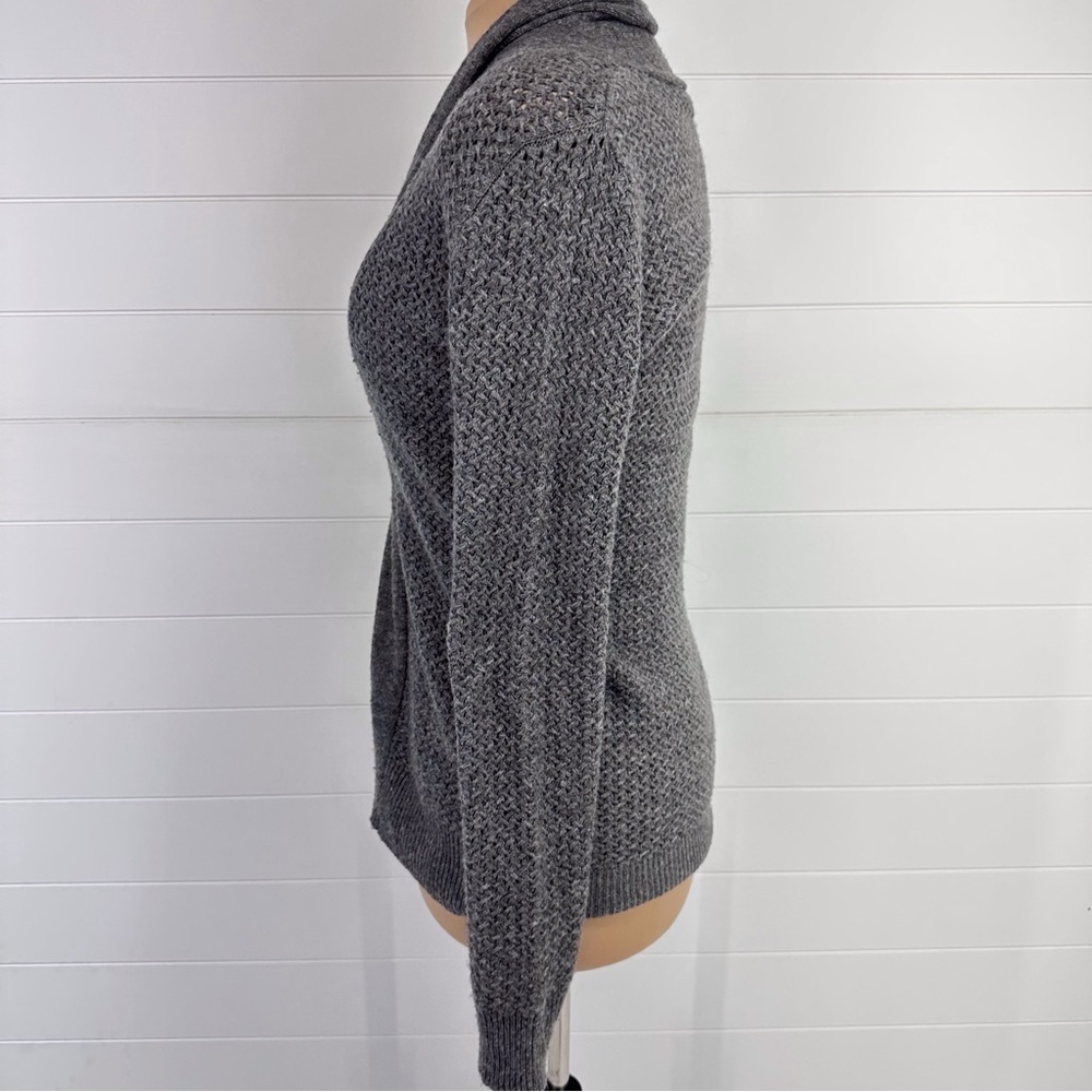 Sioni Charcoal Grey Cashmere Blend Shawl Collar Long Line Cardigan Size Small - Picture 4 of 9